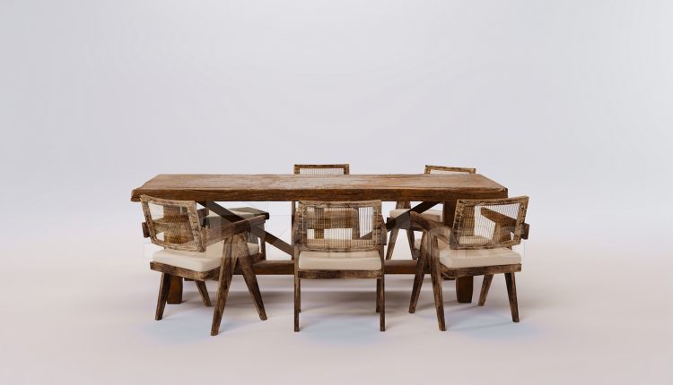 16571. Free 3ds Max Dining Table And Chair Model Download (2)