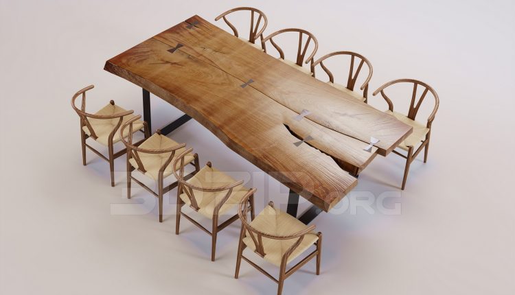 16574. Free 3ds Max Dining Table And Chair Model Download (1)