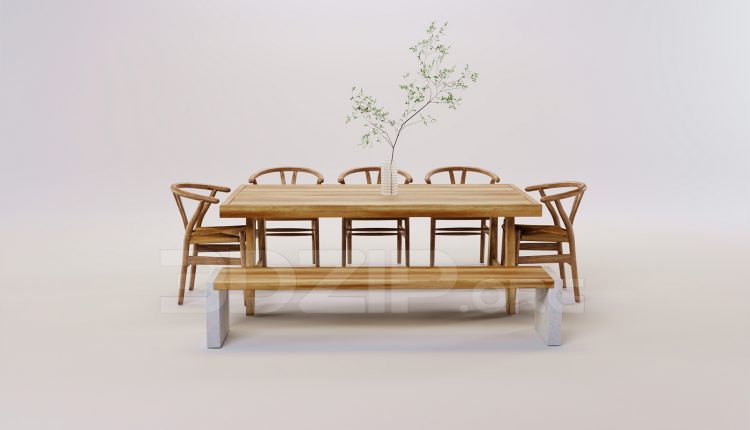 16578. Free 3ds Max Dining Table And Chair Model Download (2)