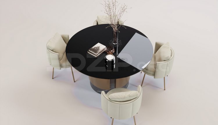 16600. Free 3ds Max Dining Table And Chair Model Download (1)