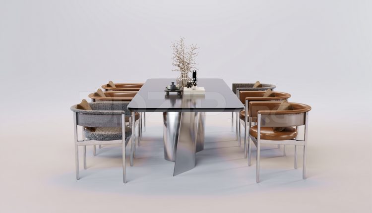 16606. Free 3ds Max Dining Table And Chair Model Download (2)