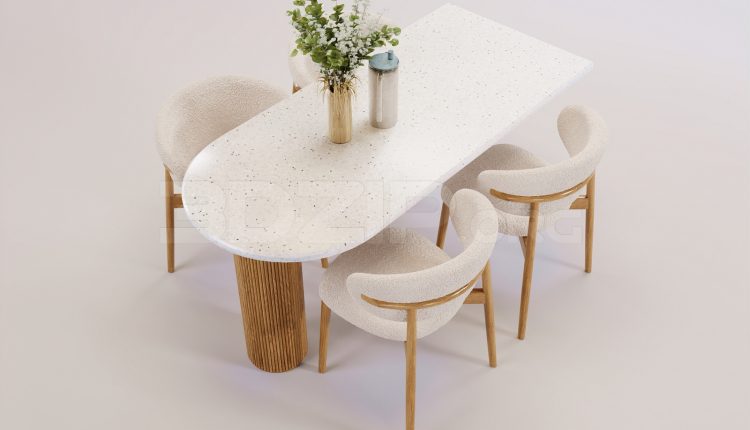 16634. Free 3ds Max Dining Table And Chair Model Download (1)