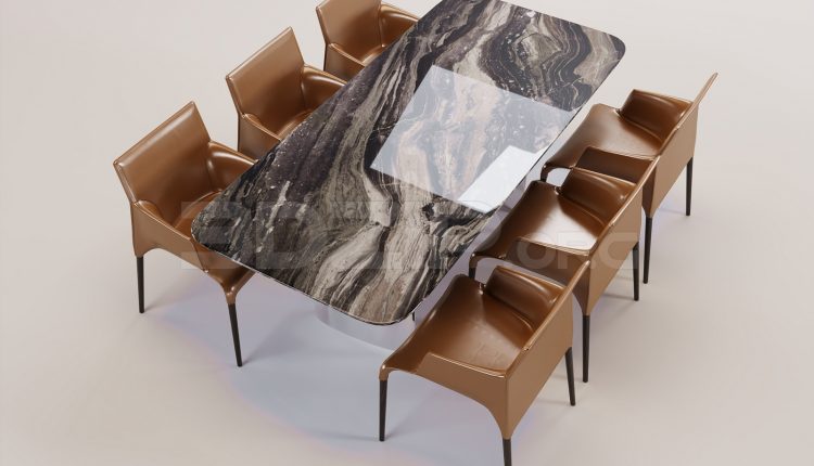 16648. Free 3ds Max Dining Table And Chair Model Download (1)