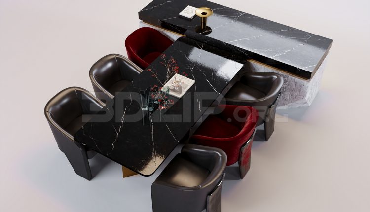 16654. Free 3ds Max Dining Table And Chair Model Download (2)