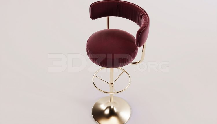 16696. Free 3ds Max Bar Stool Model Download (1)