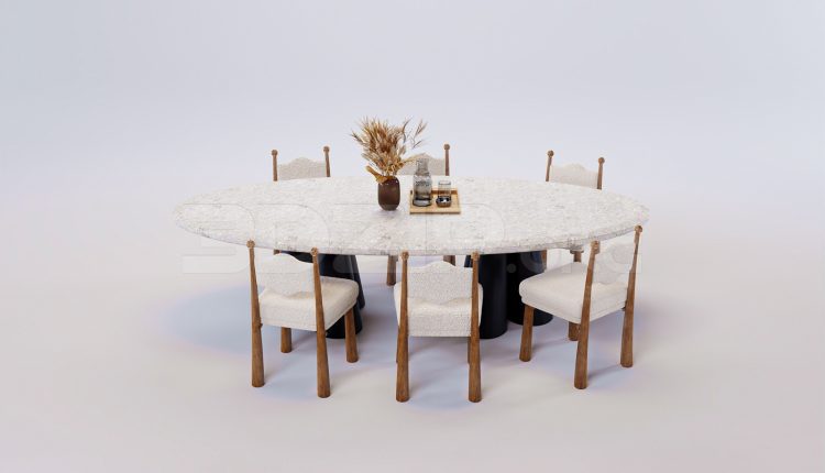 16711. Free 3ds Max Dining Table And Chair Model Download (2)
