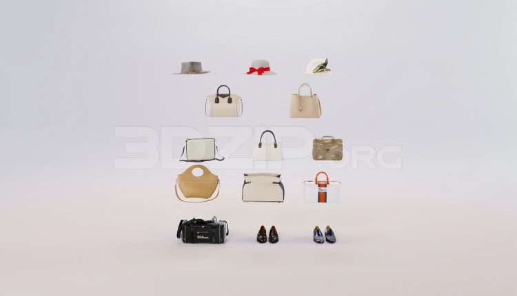 16725. Free 3ds Max Handbags And Shoes Model Download (2)