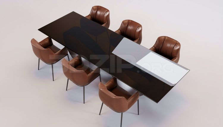 16738. Free 3ds Max Dining Table And Chair Model Download (1)
