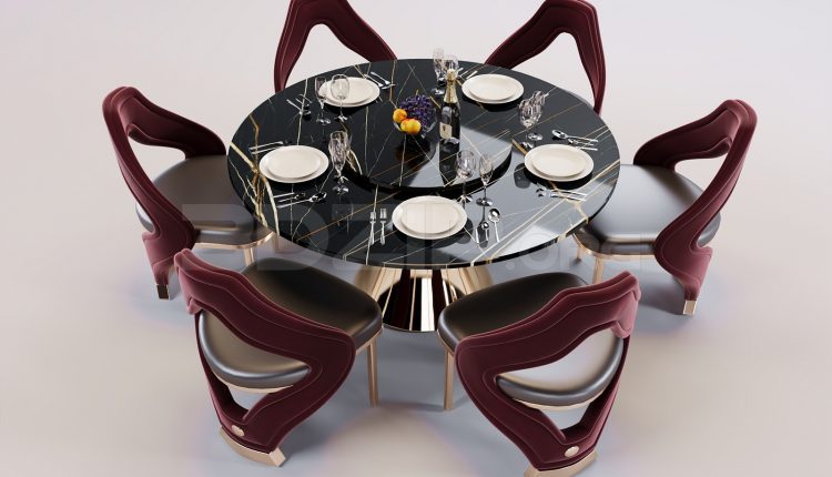 16770. Free 3ds Max Dining Table And Chair Model Download (1)