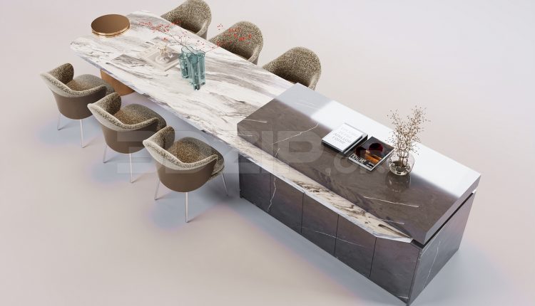 16774. Free 3ds Max Dining Table And Chair Model Download (1)