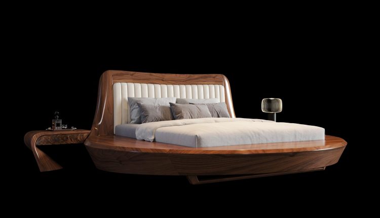 20114. Free 3d Model Of A Walnut Wood Bed Download (1)