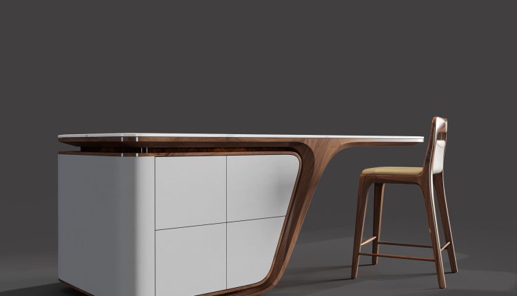 20115. Free 3d Walnut Wood Kitchen Island Download (1)