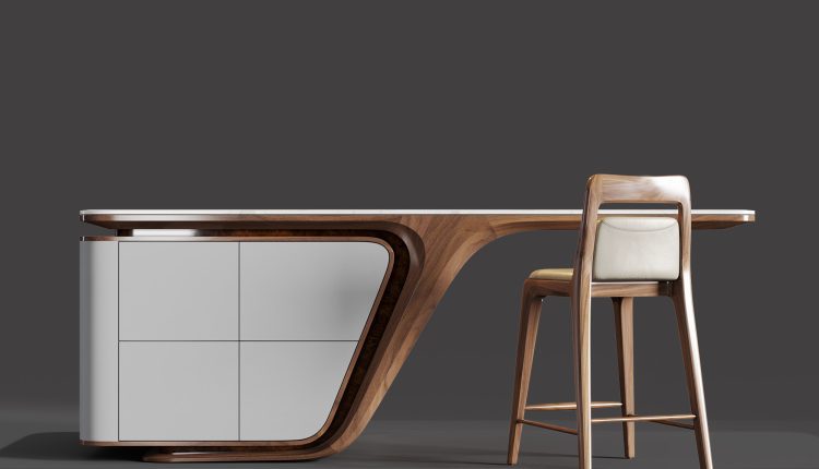 20115. Free 3d Walnut Wood Kitchen Island Download (3)