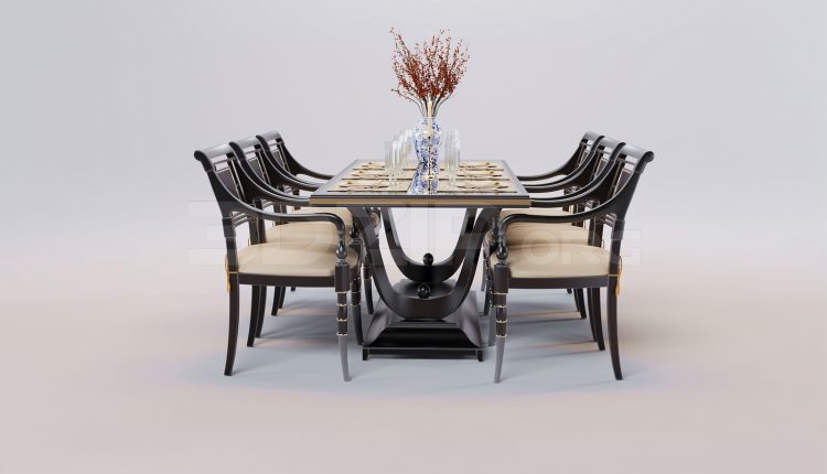 16828. Free 3ds Max Dining Table And Chair Model Download (2)
