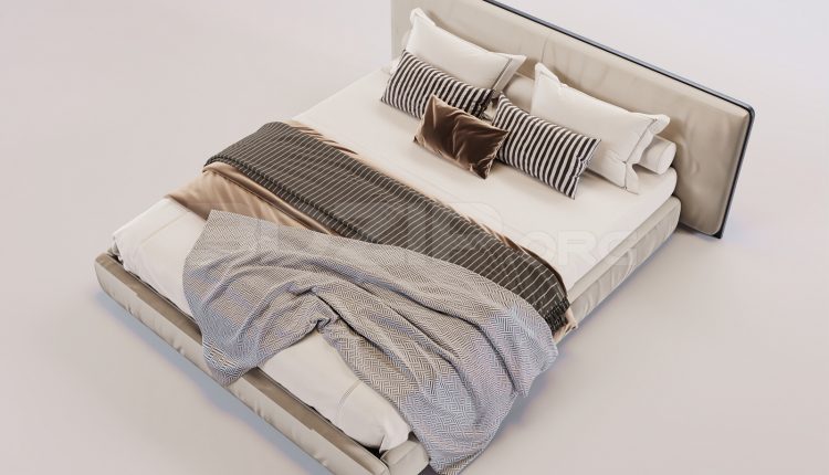 16856. Free 3ds Max Bed Model Download (1)