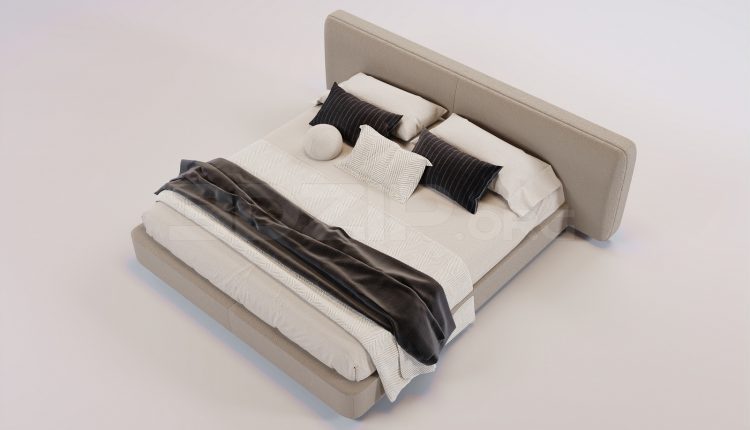 16869. Free 3ds Max Bed Model Download (1)