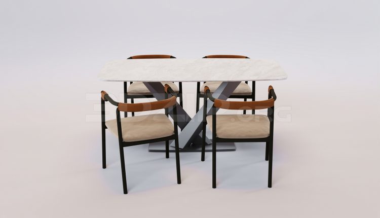 16894. Free 3ds Max Dining Table And Chair Model Download (2)