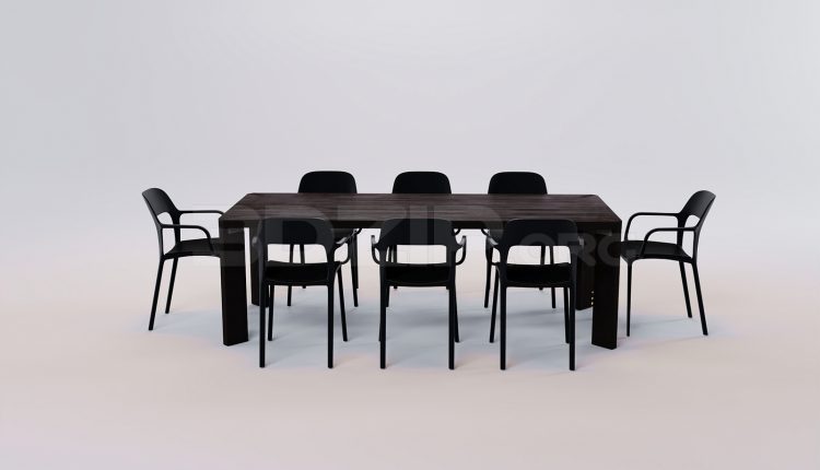 16906. Free 3ds Max Dining Table And Chair Model Download (1)