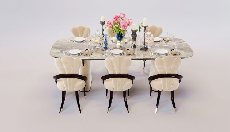 16929. Free 3ds Max Dining Table And Chair Model Download (2)