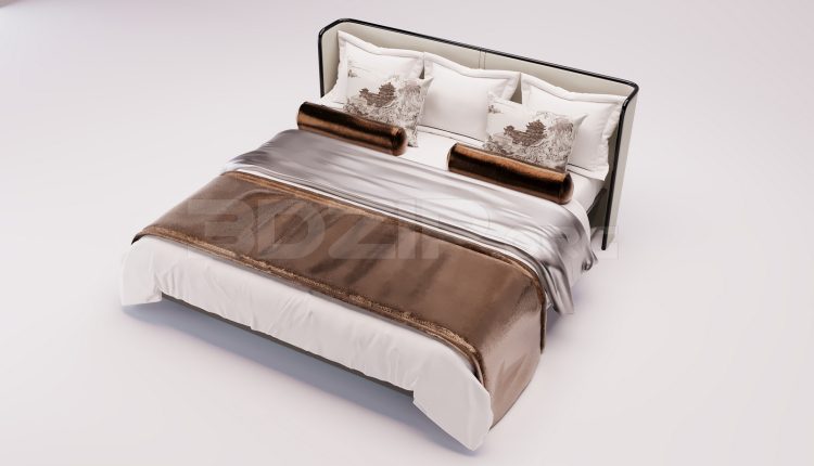 16964. Free 3ds Max Bed Model Download (1)