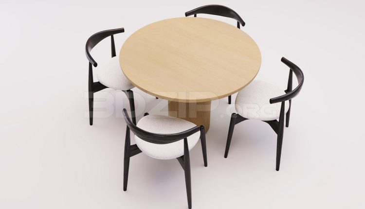 17009. Free 3ds Max Dining Table And Chair Model Download (1)