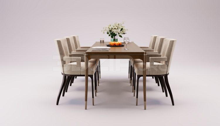 17013. Free 3ds Max Dining Table And Chair Model Download (1)