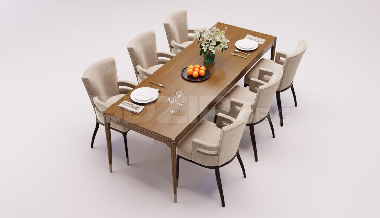 17013. Free 3ds Max Dining Table And Chair Model Download (2)