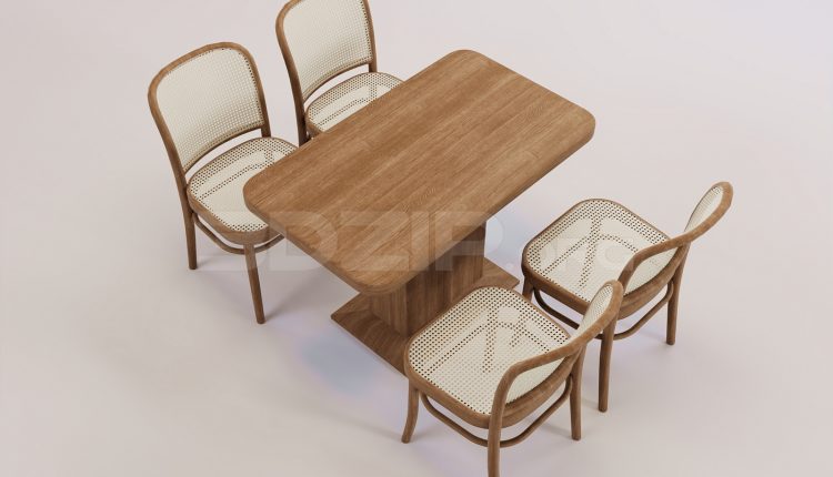 17030. Free 3ds Max Dining Table And Chair Model Download (1)