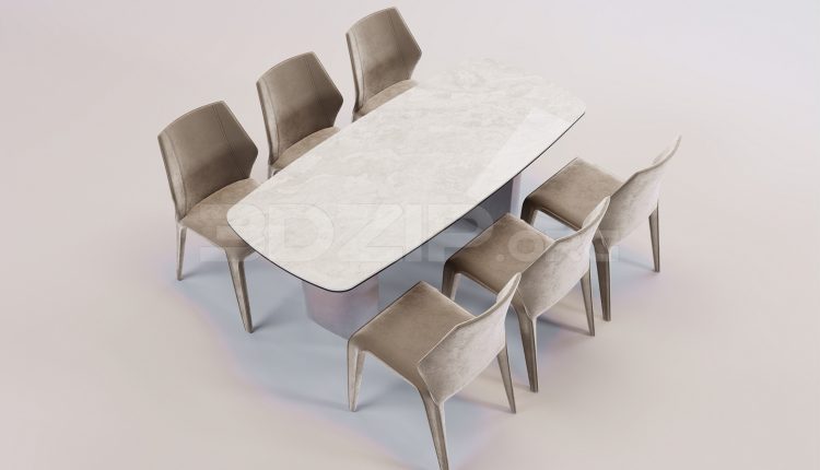 17057. Free 3ds Max Dining Table And Chair Model Download (2)
