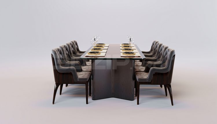 17070. Free 3ds Max Dining Table And Chair Model Download (1)
