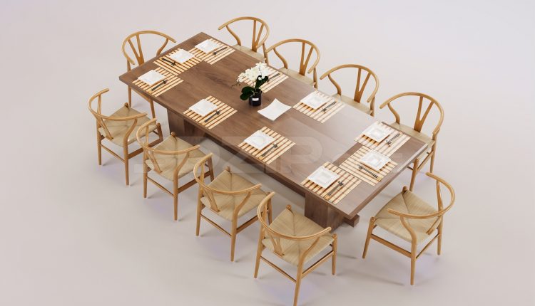 17172. Free 3ds Max Dining Table And Chair Model Download (1)