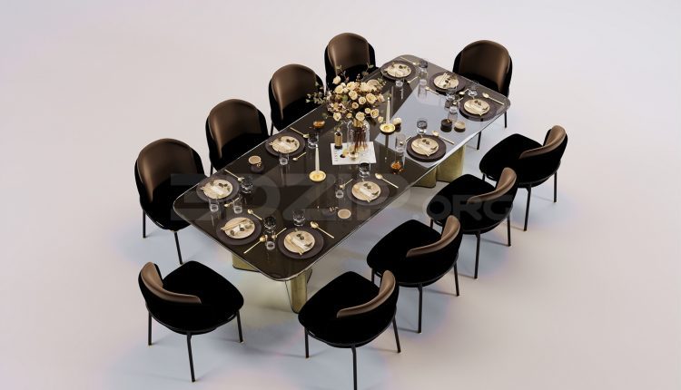 17197. Free 3ds Max Dining Table And Chair Model Download (1)