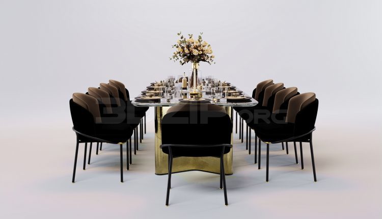 17197. Free 3ds Max Dining Table And Chair Model Download (2)