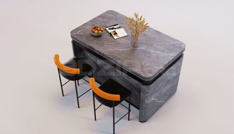 17198. Free 3ds Max Kitchen Island Model Download (1)