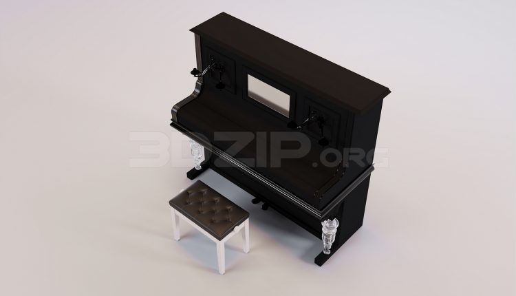 17204. Free 3ds Max Piano Model Download (1)