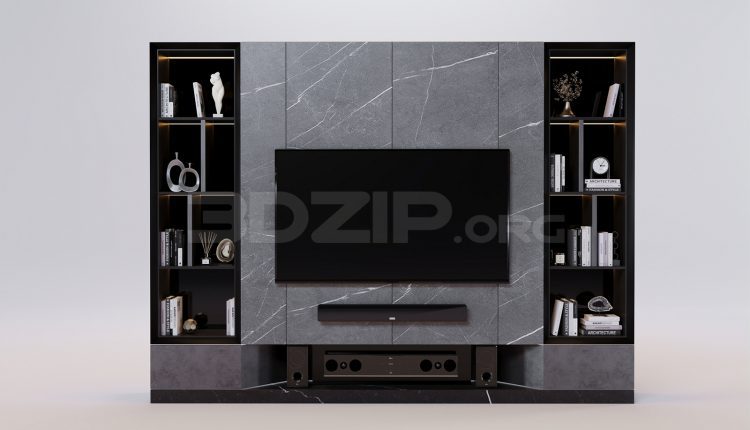 17249. Free 3ds Max Tv Wall Model Download (2)