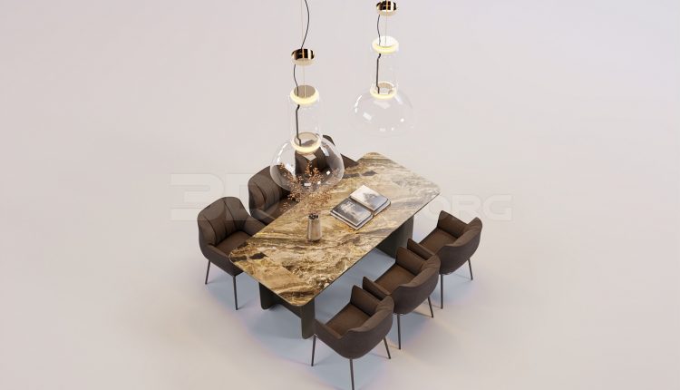 17252. Free 3ds Max Dining Table And Chair Model Download (1)