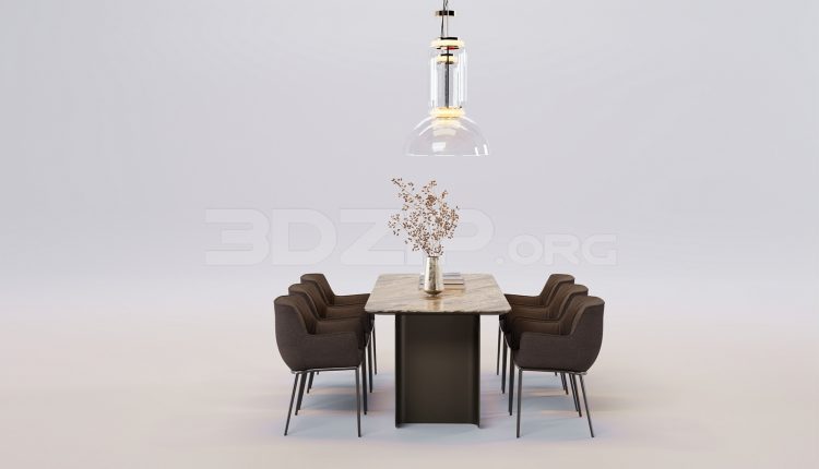17252. Free 3ds Max Dining Table And Chair Model Download (2)