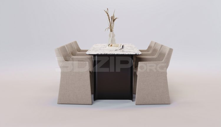 17261. Free 3ds Max Dining Table And Chair Model Download (1)