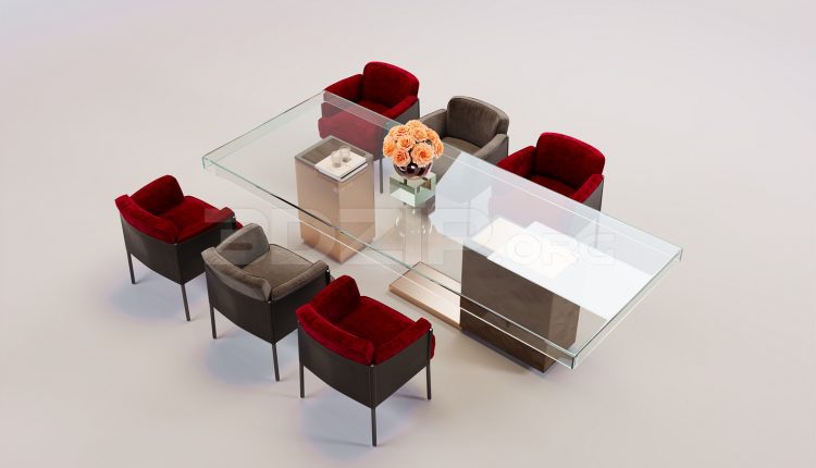 17265. Free 3ds Max Dining Table And Chair Model Download (1)