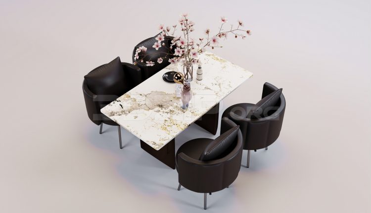 17279. Free 3ds Max Dining Table And Chair Model Download (1)