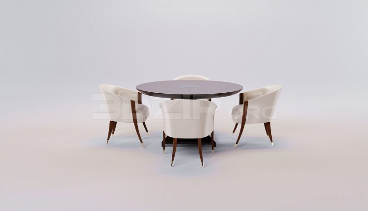 17287. Free 3ds Max Dining Table And Chair Model Download (1)