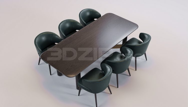 17294. Free 3ds Max Dining Table And Chair Model Download (1)