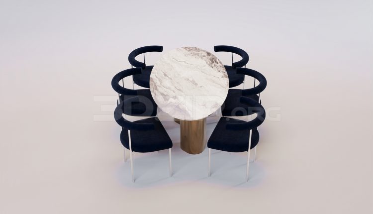 17351. Free 3ds Max Dining Table And Chair Model Download (1)