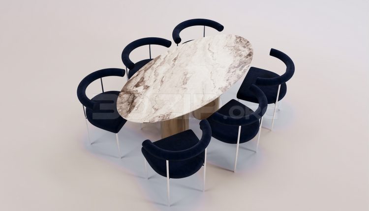 17351. Free 3ds Max Dining Table And Chair Model Download (2)