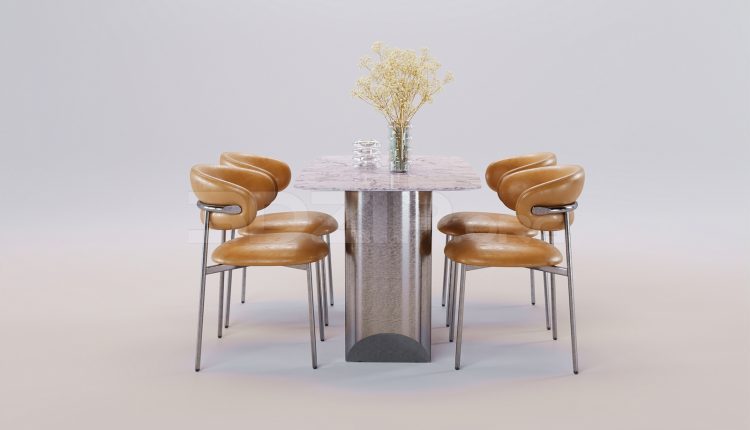 17366. Free 3ds Max Dining Table And Chair Model Download (2)