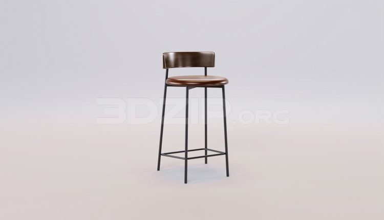 17367. Free 3ds Max Bar Stool Model Download (1)