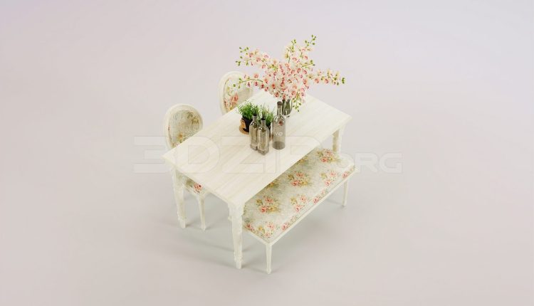 17372. Free 3ds Max Dining Table And Chair Model Download (2)