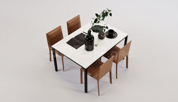 17389. Free 3ds Max Dining Table And Chair Model Download (2)