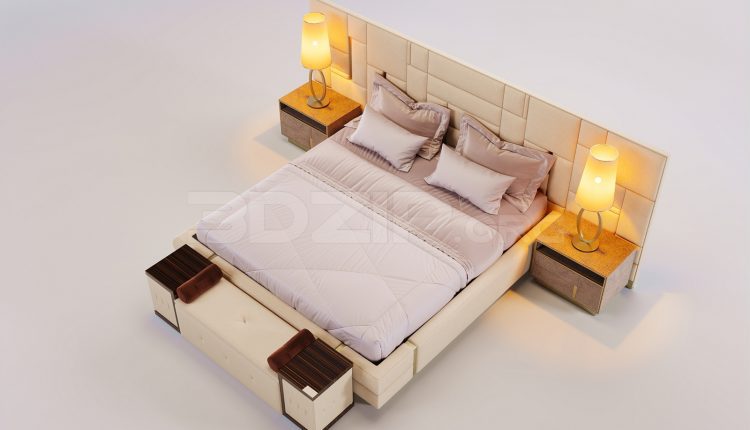 17398. Free 3ds Max Bed Model Download (1)